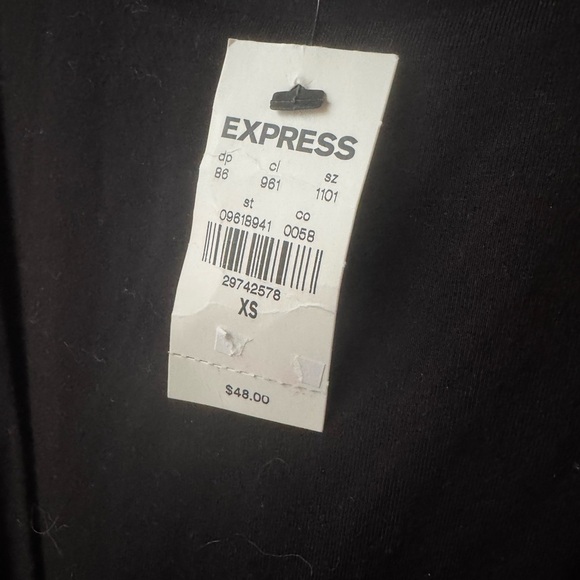 Express Black Asymmetrical Ruched Long Sleeve Blouse - Picture 4 of 7